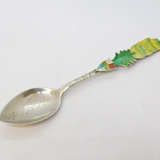 Sterling Silver & Enamel Panama Souvenir Teaspoon Antique c1920 Art Deco