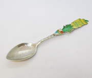 Sterling Silver & Enamel Panama Souvenir Teaspoon Antique c1920 Art Deco