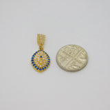 Gold On Sterling Silver Sapphire & Spinel Set Evil Eye Pendant Modern c1990s