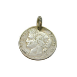 19th Century Sterling Silver French 50 Cent Coin Charm Pendant Antique c1880's
