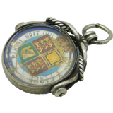 Victorian Sterling Silver Enamelled Sixpence Coin Spinner Fob Antique 1887