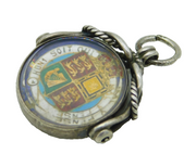 Victorian Sterling Silver Enamelled Sixpence Coin Spinner Fob Antique 1887