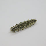 Victorian Sterling Silver Patterned Ellipse Sweetheart Brooch Pin Antique 1891