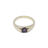 Sterling Silver Cushion Cut Amethyst Solitaire Ring Vintage c1970 Size V 1/2