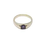 Sterling Silver Cushion Cut Amethyst Solitaire Ring Vintage c1970 Size V 1/2