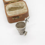 Sterling Silver Carrier Basket Charm Pendant Vintage c1970