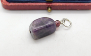 Sterling Silver Rough Cut Amethyst Charm Pendant Vintage c1970