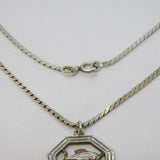 Sterling Silver Pisces Zodiac Chain Necklace Vintage c1970