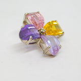 Sterling Silver Multi-Colour Paste Set Flower Charm Pendant Vintage c1970
