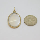 Early 20th Century Sterling Silver Oval Mounted Cabochon Moonstone Drop Pendant