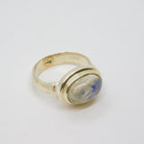 Sterling Silver Moonstone Cabochon Studio Style Ring Vintage c1970 Size Q 1/2