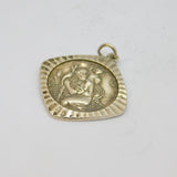 Sterling Silver Fluted Edge St Christopher Travel Charm Pendant Vintage c1970