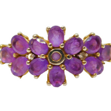 Gold On Sterling Silver Amethyst & Diamond Dress Ring Vintage c1970 Size K