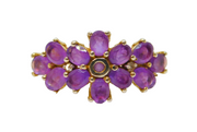 Gold On Sterling Silver Amethyst & Diamond Dress Ring Vintage c1970 Size K