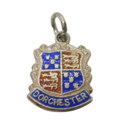 Sterling Silver Enamel Dorchester Shield Charm Pendant Vintage c1970
