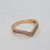 Rose-Gold On Sterling Silver Pink CZ Wishbone Band Ring Vintage c2000 Size P