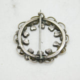 Victorian Sterling Silver & Connemara Marble Shamrock Brooch Antique c1880s