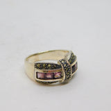 Sterling Silver6 Amethyst & Marcasite Art Deco Style Ring Modern c1990s Size S