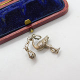 Sterling Silver Stork Carrying the Baby Birth Charm Pendant Vintage c1970