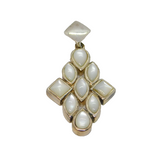 Sterling Silver Charm Mother Of Pearl Mixed Shapes Drop Pendant Modern c1990s