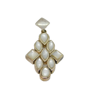 Sterling Silver Charm Mother Of Pearl Mixed Shapes Drop Pendant Modern c1990s
