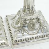 19th Century Large Pair of Silver Plated Column Candlesticks Antique Sheffield