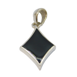 Sterling Silver Black Onyx Charm Pendant Contemporary c1990s