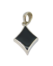 Sterling Silver Black Onyx Charm Pendant Contemporary c1990s