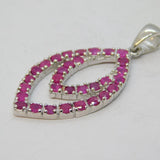 Sterling Silver & Natural Ruby Set Drop Pendant Vintage c1990s
