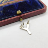 Sterling Silver 'Y' Initial Charm Pendant Vintage c1970