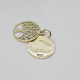 Sterling Silver Family Quote Tree Of Life Double Disc Pendant Modern c2000s