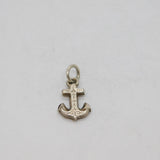 Sterling Silver Patterned Anchor Charm Pendant Vintage c1970s