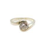 Sterling Silver Round Spinel Solitaire Twist Front Ring Modern c1990 Size O