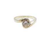 Sterling Silver Round Spinel Solitaire Twist Front Ring Modern c1990 Size O