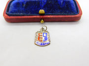 Sterling Silver and Enamel Chester Travel Shield Charm Pendant Vintage c1970