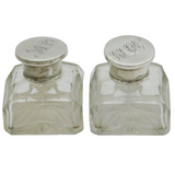 George IV Pair of Sterling Silver Topped Cut Glass Scent Bottles Antique c1830