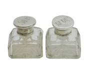 George IV Pair of Sterling Silver Topped Cut Glass Scent Bottles Antique c1830