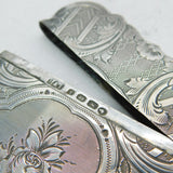 Victorian Boxed Sterling Silver Floral Pattern Card Case Antique 1870 Birmingham