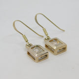 Pair of Sterling Silver Clear Crystal Hook Drop Earrings Contemporary c2000