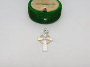 Sterling Silver & Gilt Cross Charm Pendant Vintage c1970
