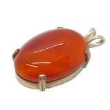 Sterling Silver Carnelian Large Red Agate Charm Pendant Vintage c1970s