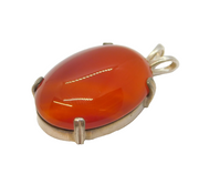 Sterling Silver Carnelian Large Red Agate Charm Pendant Vintage c1970s
