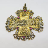 Austro-Hungarian Sterling Silver Gilt & Ruby 'Ulrich Cross' Pendant Antique