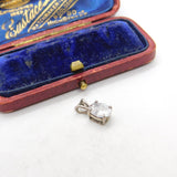 Sterling Silver Diamond Paste Drop Charm Pendant Vintage c1970