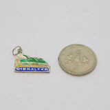 800 Silver Enamel Gibraltar Souvenir Charm Pendant Vintage c1970s