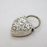 19th Century Scottish Sterling Silver & Banded Agate Heart Padlock Antique c1860