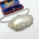 Silver Plated Ivy Leaf Edge Sherry Decanter Label Antique c1940 Art Deco