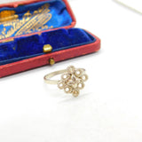Handmade Sterling Silver Ethnic Style Floral Band Ring Vintage c1970
