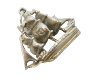 Sterling Silver Galleon Ship Charm Pendant Vintage c1970s