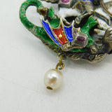 Austro-Hungarian Sterling Silver Enamel George Slaying the Dragon Pendant c1880s